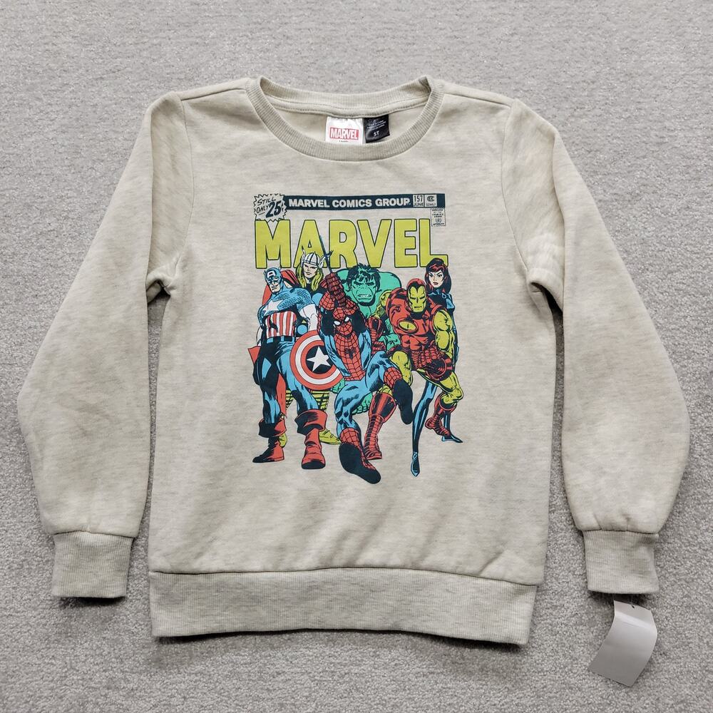 Marvel Boys 5T Avengers Sweatshirt Comic Graphic Hulk Spider-Man Iron Man Thor
